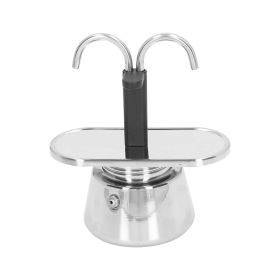 Moka Pot 100ml Dual Pipe Stainless Steel Durable Food Grade Anti Scald Nonslip Thickened Strainer Widely Used Mocha Pot (Option: as picture)