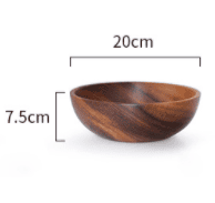 Kitchen Natural Wooden Bowl Household Fruit Bowl Salad Bowl For Home Restaurant Food Container Wooden Utensils Note The Size Hot (Option: Brown-20X7.5cm)