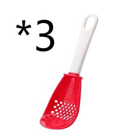 Multifunctional Slotted Spoon Grinding Cooking Spoon Mashed Auxiliary Food Ginger Garlic Spoon Press Potatoe Stir-frying Spatula Kitchen Gadget (Option: Red 3pcs)