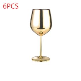 Stainless steel wine glass (Option: Golden   6PCS)